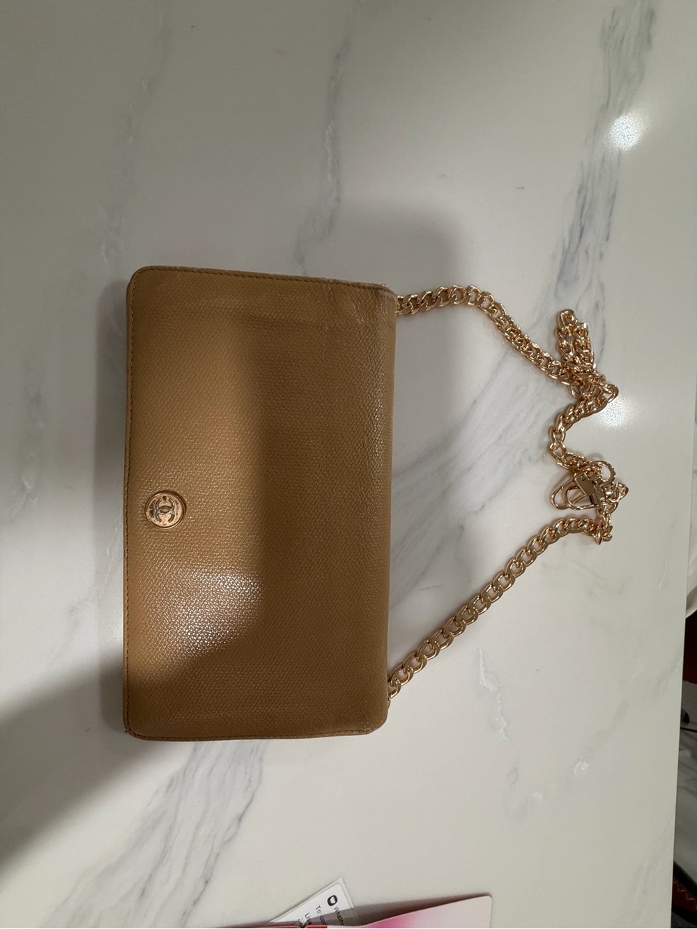 Chanel button bifold long wallet in Tan leather - Picture 2 of 16